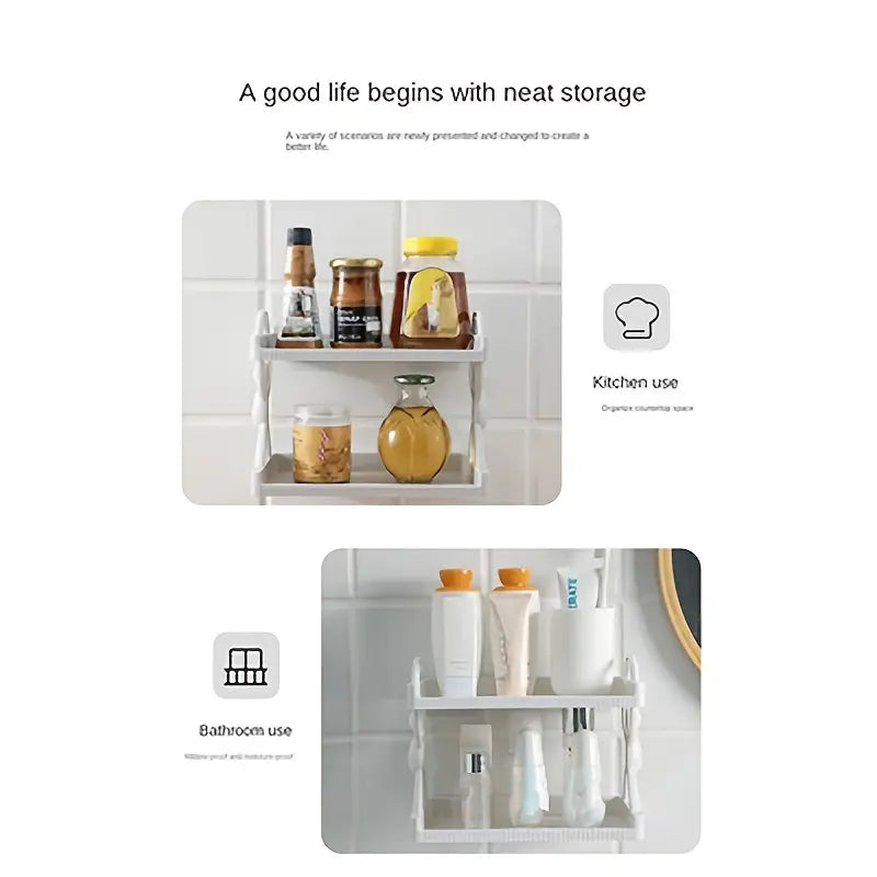 Holding Character Wall mounted 2 Layer Shelf Adhesive Wall Storage Rack