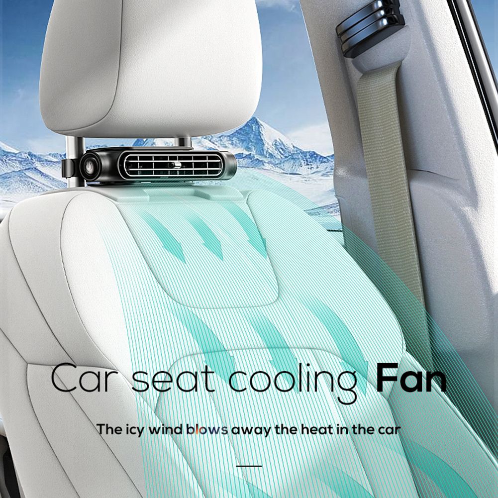 USB Rechargeable Car Cooling Headrest Rear Seat Fan 3 Adjustable Speed Quiet Car Fan