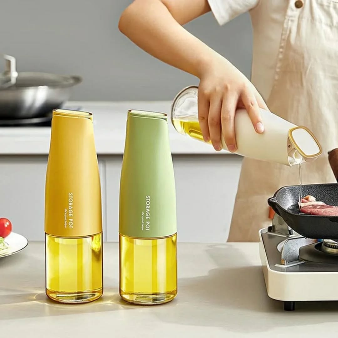 Glass Jar Oil Storage Bottle Oil Dispenser With Plastic Lid 500ml Capacity