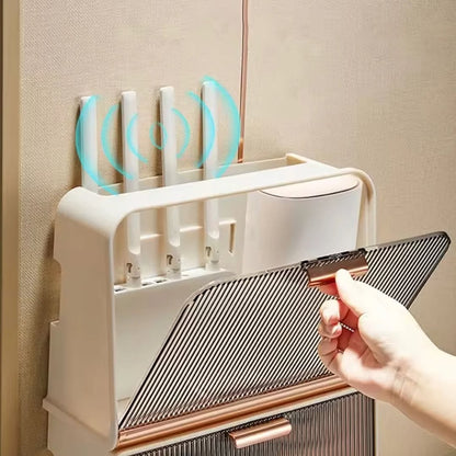 Wall Mounted Luxury Wifi Router Cabinet Shelves Storage Box Organizer