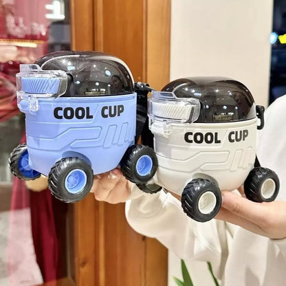 Portable Cool Cup Cartoon Toys Baby Car With Wheel Sipper Water Bottle For Kids 550ml
