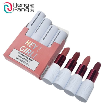 Hengfang Hey Girl! Wonderful Mini Tube Matte Finish Lipstick 4Pcs Set