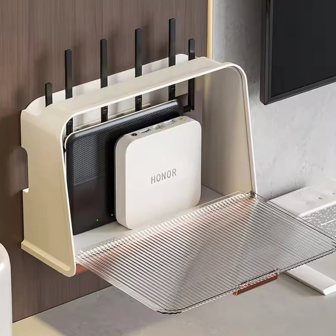 Wall Mounted Luxury Wifi Router Cabinet Shelves Storage Box Organizer