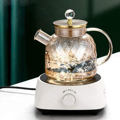 High Borosilicate Glass Diamond Cut Teapot 1000ml