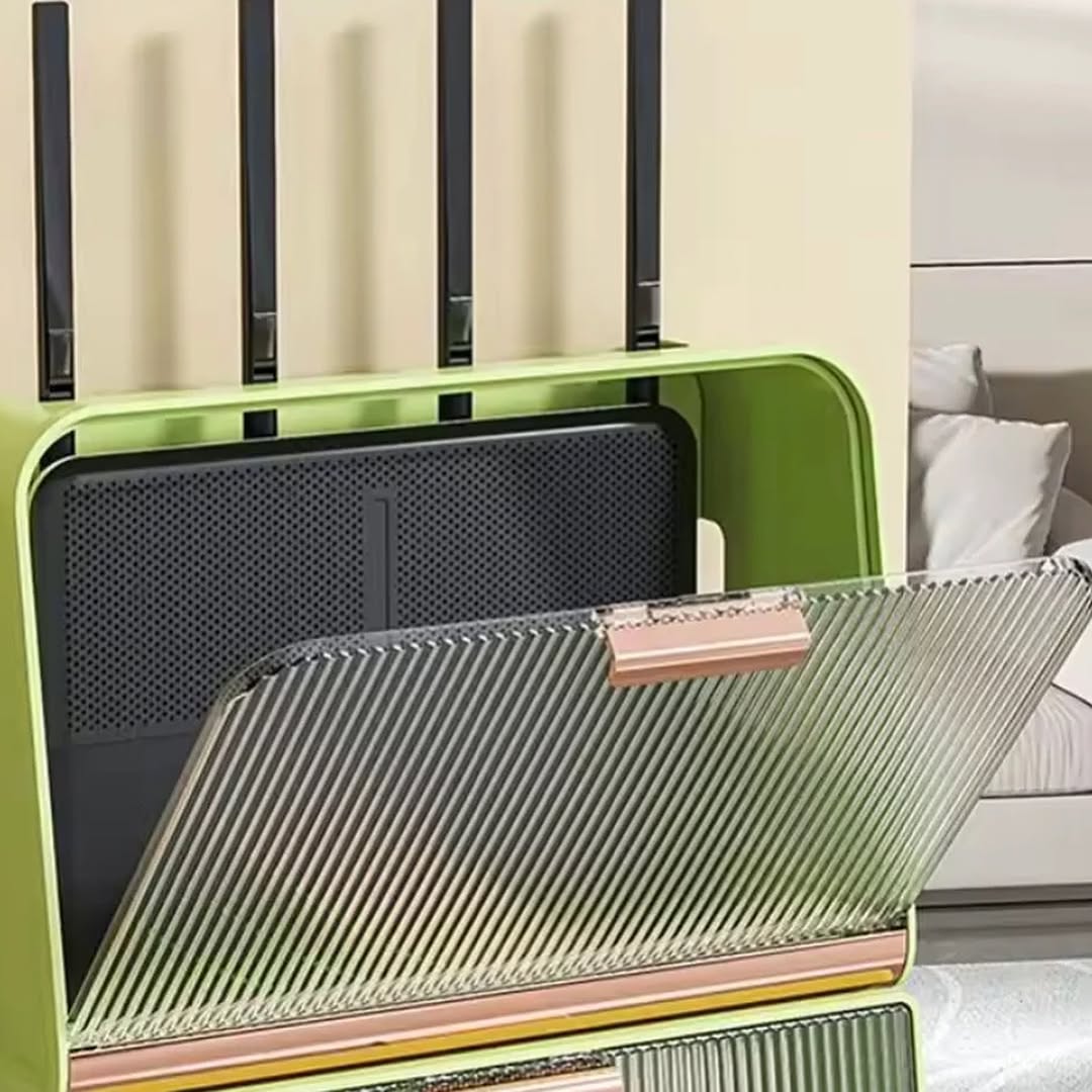 Wall Mounted Luxury Wifi Router Cabinet Shelves Storage Box Organizer