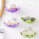 Wall Mounted Double Layer Lotus Flower Shaped Soap Holder