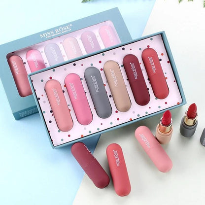 Miss Rose 6 Color Velvet Matte Lipstick  - Set Of 6pcs