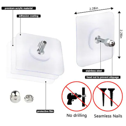 Adhesive Wall Hooks For Hanging Heavy Duty Screw Free Sticker Pack Of 4