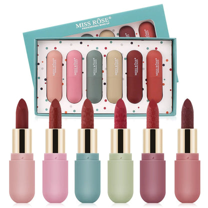 Miss Rose 6 Color Velvet Matte Lipstick  - Set Of 6pcs