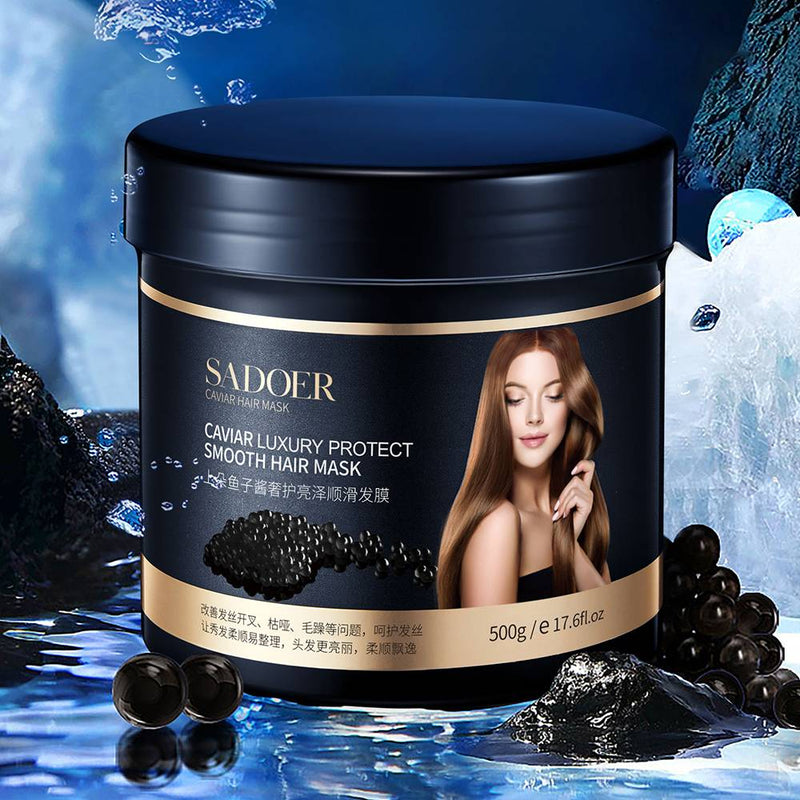 SADOER Caviar Luxury Hair Mask Shiny Smooth Repair Perm Dye Moisturizing Brightening Conditioner 500g