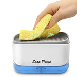 Manual Press 2 In 1 Caddy Liquid Soap Pump Dispenser With Sponge Holder