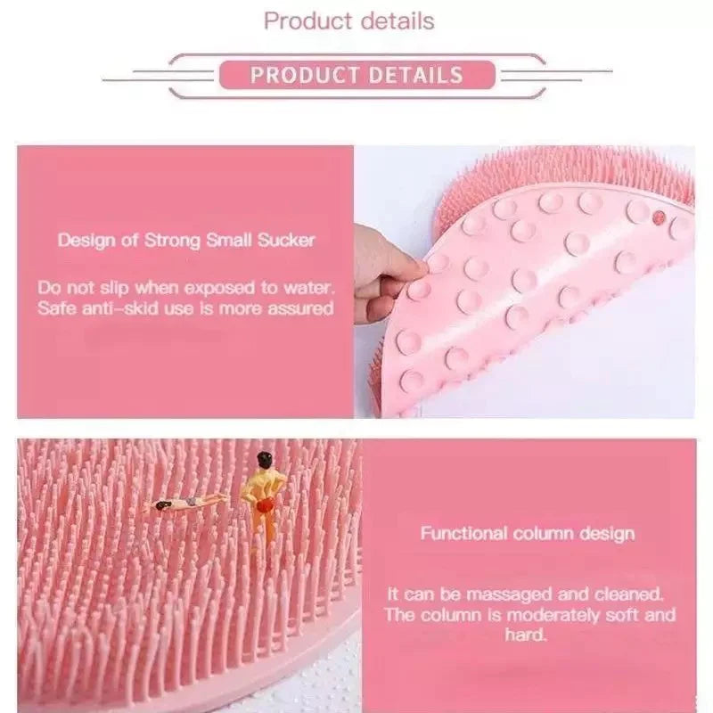 Silicone Bath Mat Shower Cushion Brush Foot Massage Mat Scrub Back Bath Brush Anti-Slip Mat Scrubber