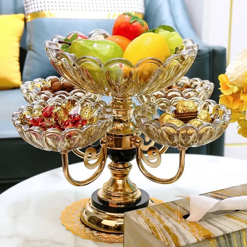 Multilayer Rotatable European Metal Fruit Bowl Fruit Basket Dry Fruit Stand