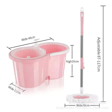 Amazing Double Bucket Mop Rotating Automatic Hand Free Washing Mop