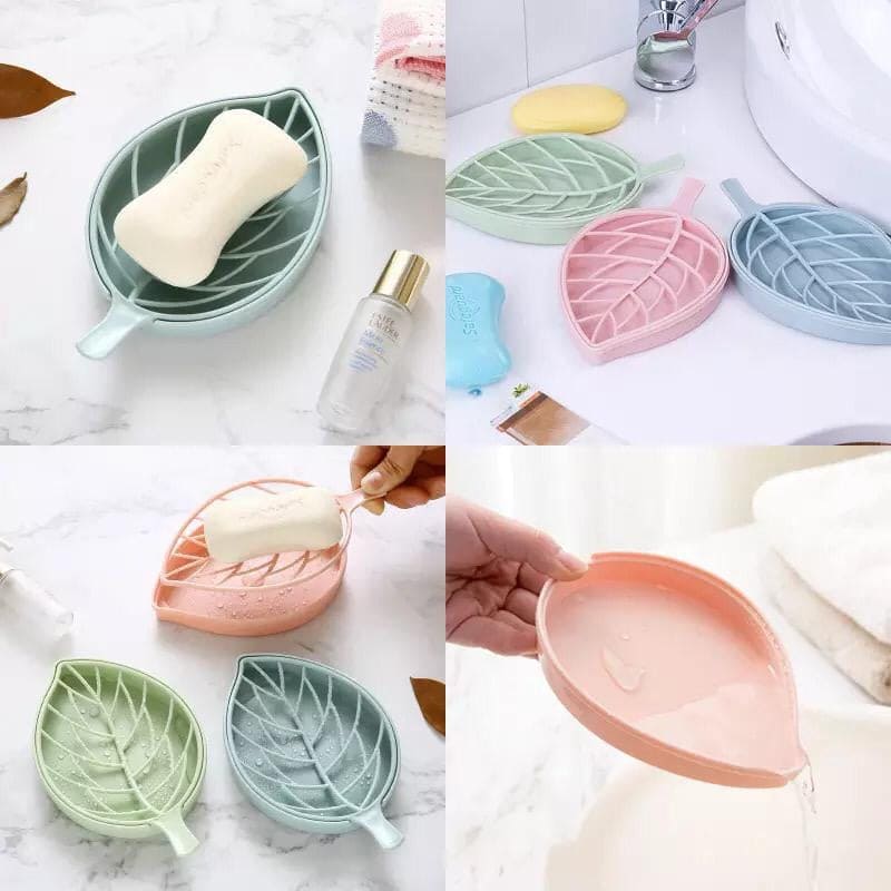 Leaf Shaped Soap Holder With Draining Tray Soap Box With Dish Storage Plate