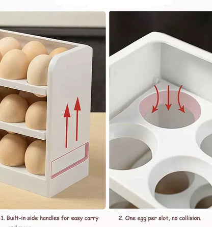 New Rotating 30 Grids 3 Tier Egg Storage Box Egg Container Organizer