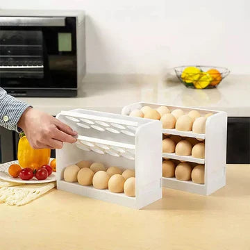 New Rotating 30 Grids 3 Tier Egg Storage Box Egg Container Organizer