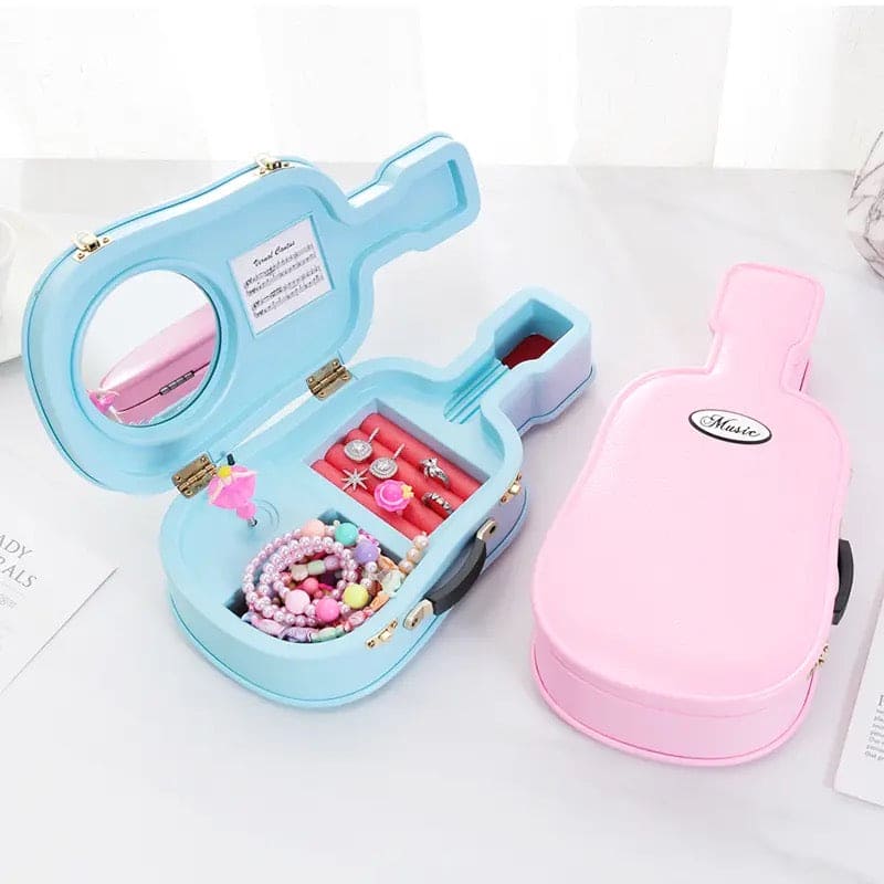 Guitar Music Storage Box Violin Music Jewelry Box With Rotating Ballerina Girl Doll