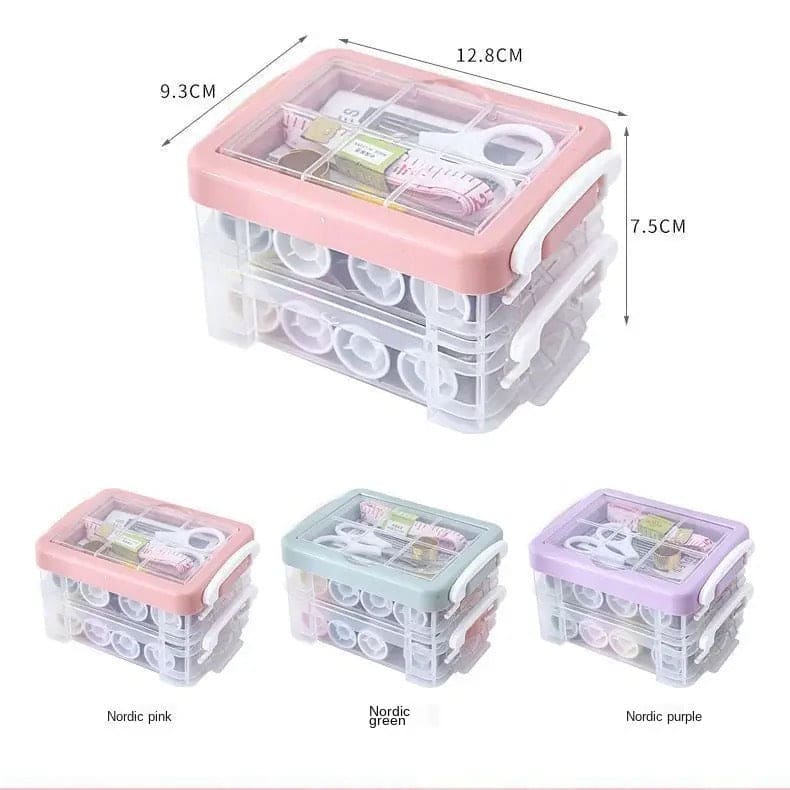 Multifunction Household Sewing Kit Box Fabric Craft Needles Thread Scissor Set