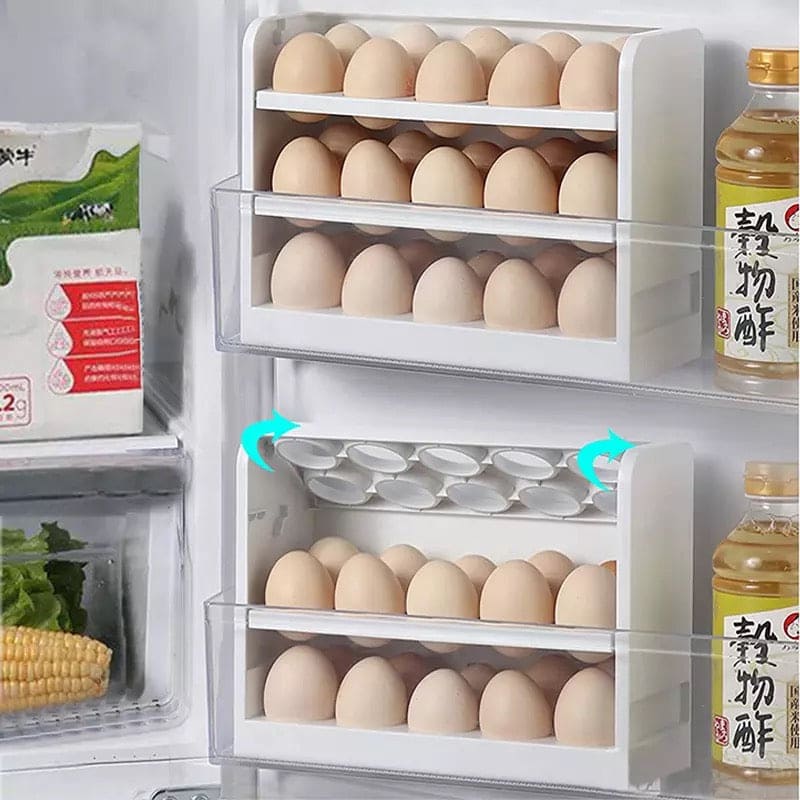 New Rotating 30 Grids 3 Tier Egg Storage Box Egg Container Organizer