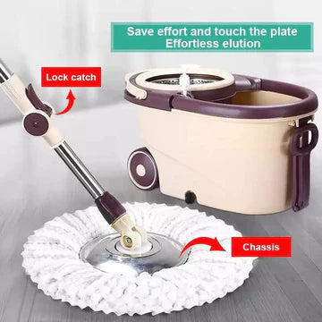 Rolling Wheel Mop For Floor Cleaning 360° Spin Mop Rotating And Bucket Set