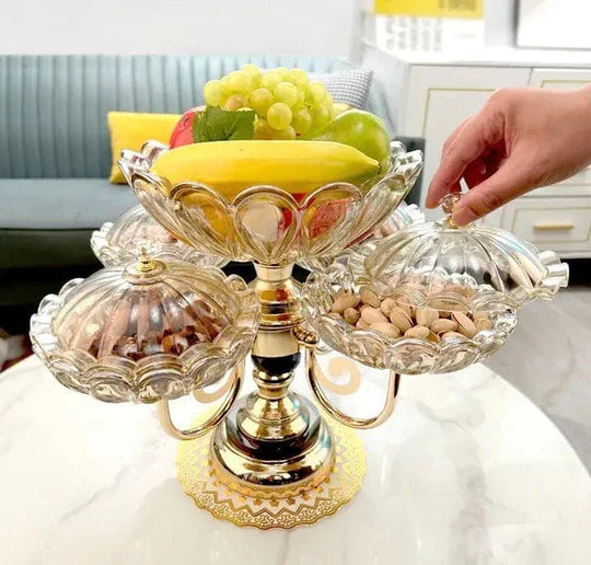 Multilayer Rotatable European Metal Fruit Bowl Fruit Basket Dry Fruit Stand