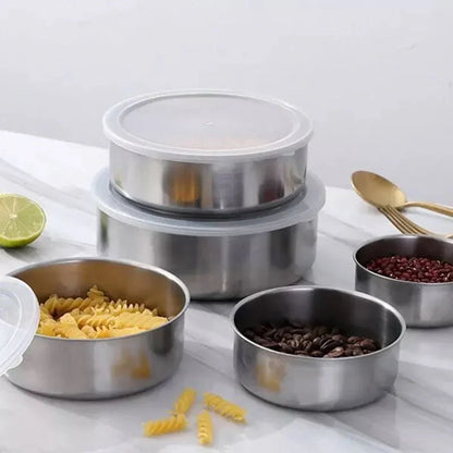 Stainless Steel 5Pcs Bowl Set With Sealed Lids Storage Food Bowl