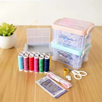 Multifunction Household Sewing Kit Box Fabric Craft Needles Thread Scissor Set