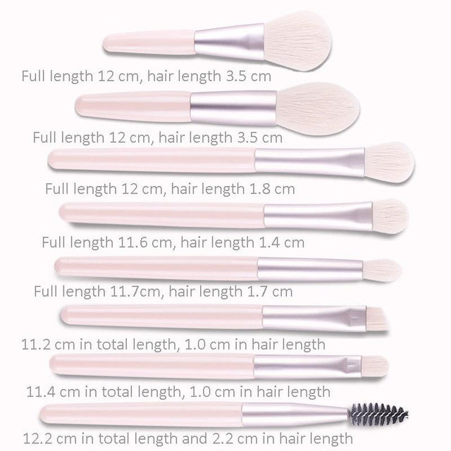 8-Piece Wooden Handle Cosmetic Brush Set