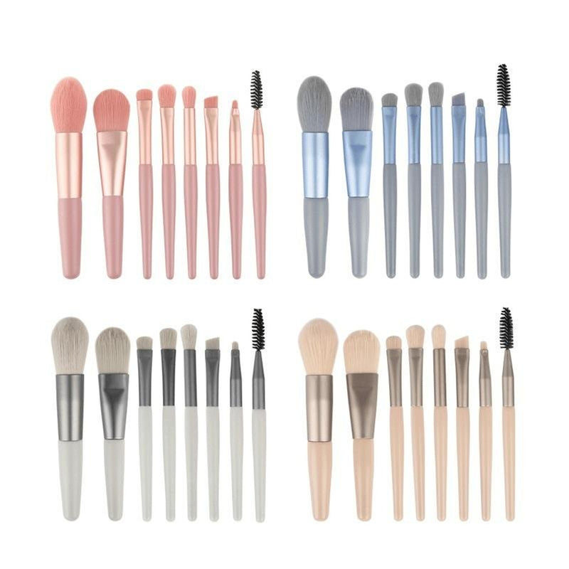 8-Piece Wooden Handle Cosmetic Brush Set