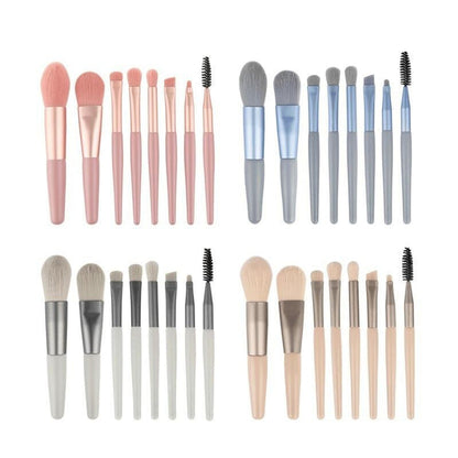8-Piece Wooden Handle Cosmetic Brush Set