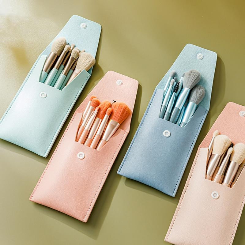 8-Piece Wooden Handle Cosmetic Brush Set
