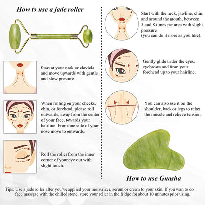 Jade Roller & Gua Sha Facial Massage Set