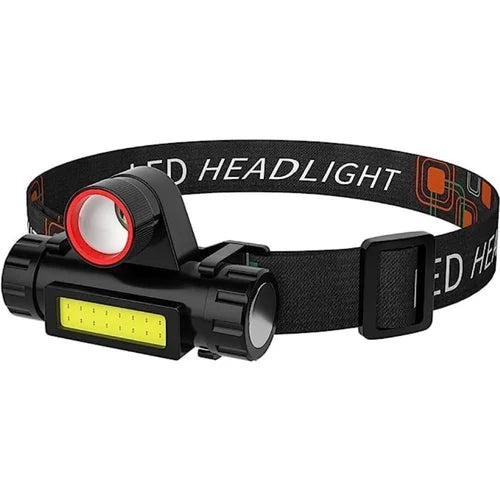 Rechargeable LED Ip65 Waterproof Headlight With Adjustable Headband Flashlight