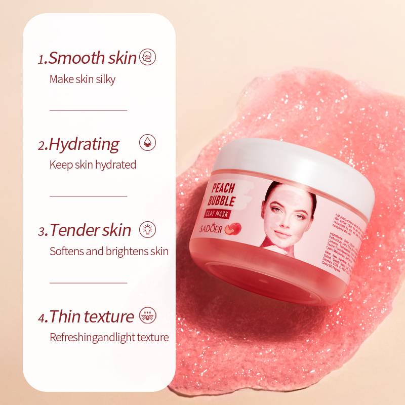 SADOER Peach Bubble Clay Mask Moisturizing Cleansing Facial Mask 100g