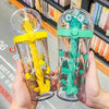 Cute Cartoon Mixing Cup Water Bottle With Straw