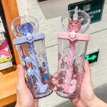 Cute Cartoon Mixing Cup Water Bottle With Straw