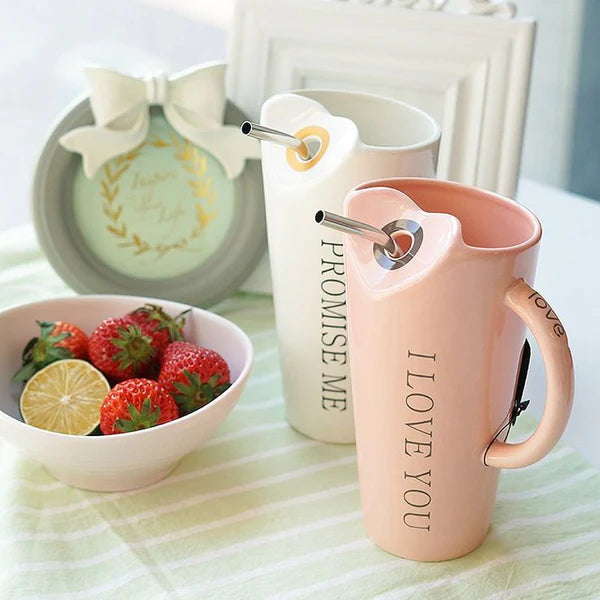 Fashion Straw Ceramics Mug Coffee Milk Tea Breakfast Drinkware Mug 480ml