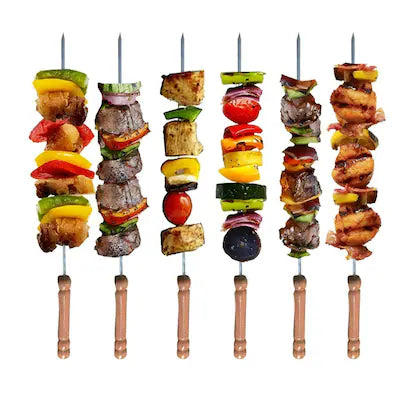 Stainless Steel BBQ Sticks With Wood Handle Pack of 10