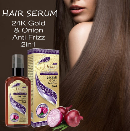 Disaar 24K Gold And Onion Anti Frizz 2in1 Hair Serum