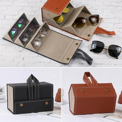 Multifunctional Foldable PU Leather Sun Glasses Organizer Storage Box