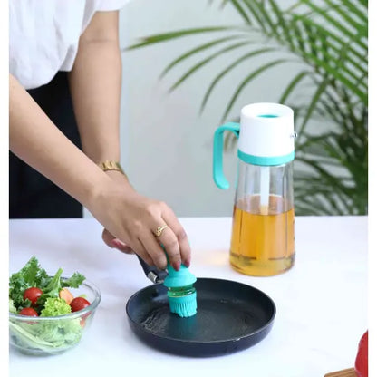 Multipurpose 3in1 Glass Oil Dispenser Liquid Seasoning Bottle With Silicone Brush 550ml