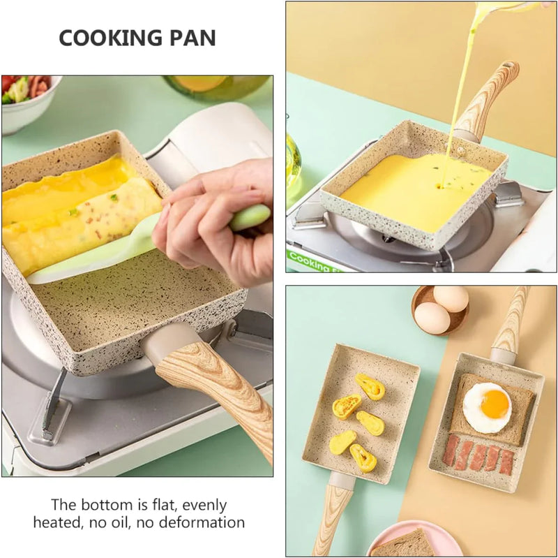 Square Shape Non Stick Fry Pan With Wooden Handle