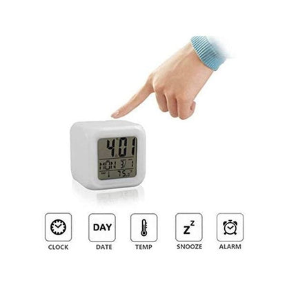 Digital Alarm Clock With Automatic 7 Color Changing LED Date Time Temperature