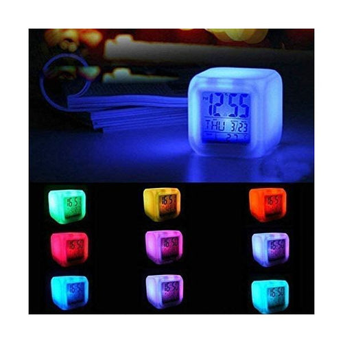 Digital Alarm Clock With Automatic 7 Color Changing LED Date Time Temperature