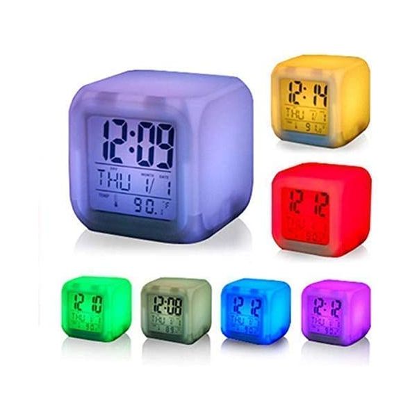 Digital Alarm Clock With Automatic 7 Color Changing LED Date Time Temperature