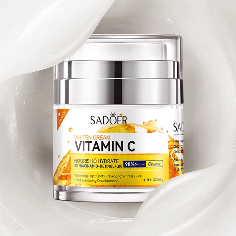 ROREC SADOER Vitamin C Whitening Cream Nourish Hydrate 3X Niacinamid Retinol Q10 Firmness Elasticity Cream 50g