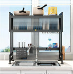 Multifunctional Kitchen Dish Kitchen Storage Shelf Metal Cabinet Door Crockery Shelf Expandable Sink Drainer