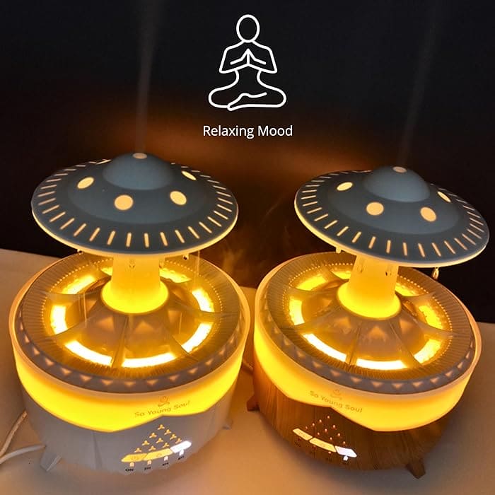 Rain Drop Mushroom Humidifier Ultrasonic RC Atomization Air Freshener With Night Light