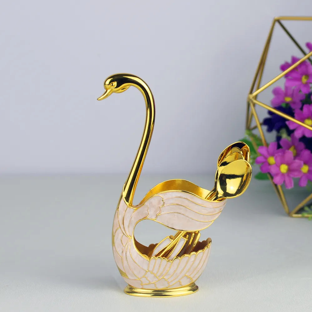 European Style Luxury Duck Shaped Tea Spoon Holder